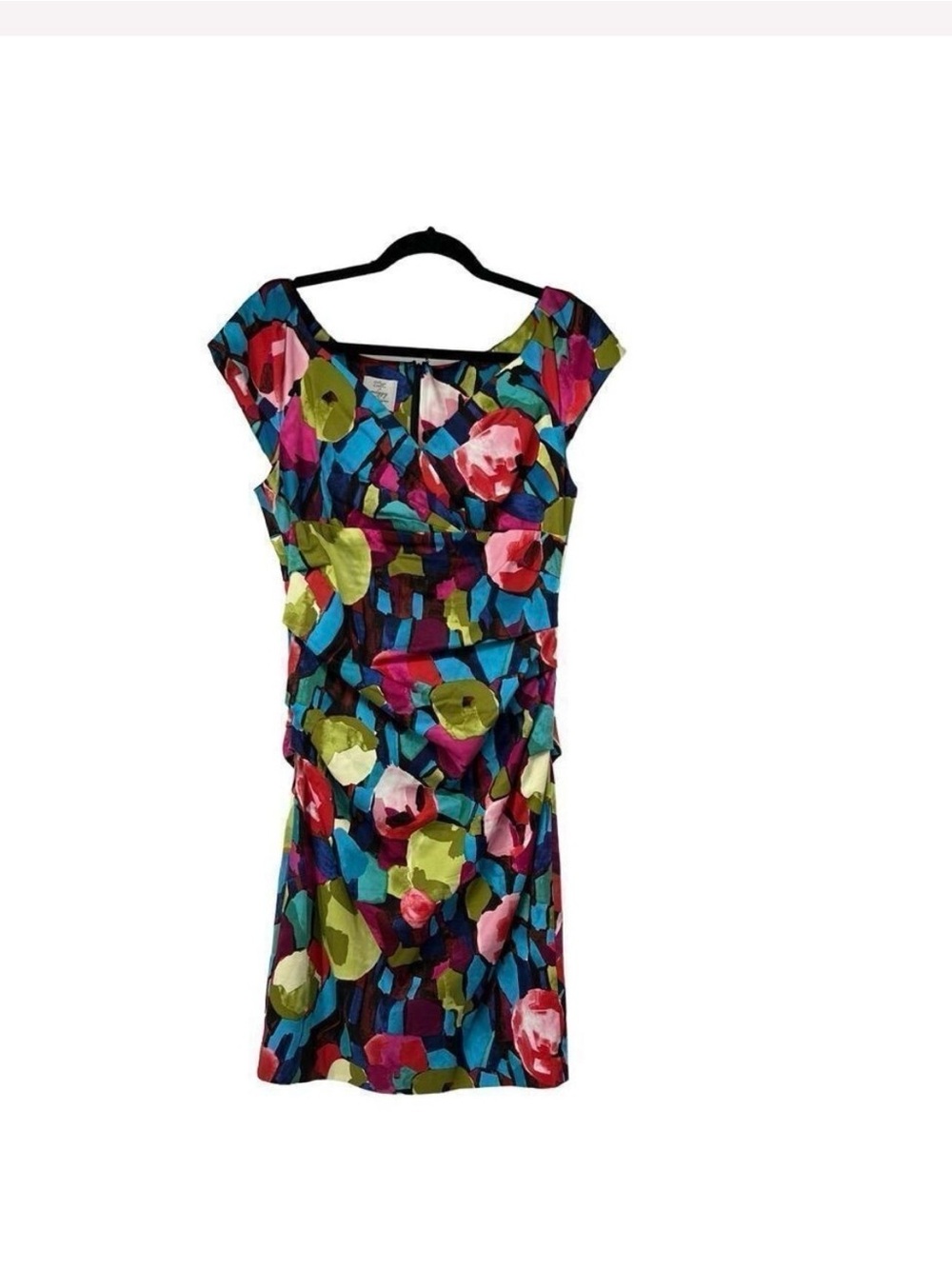 Suzi Chin for Maggy Boutique Color Block Floral Short Sleeve Dress‎